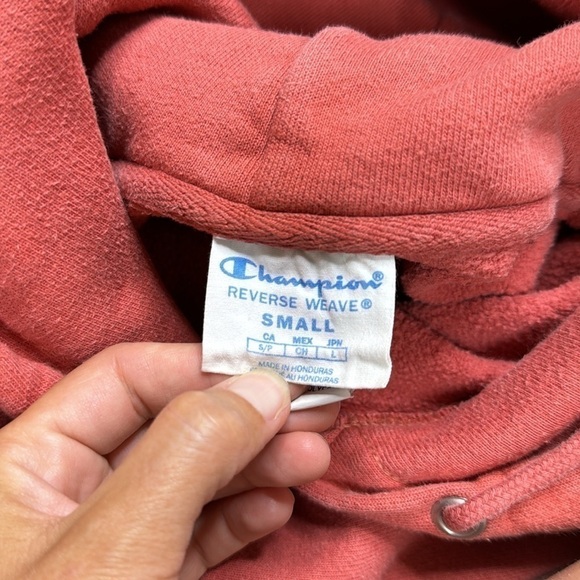 Champion Reverse Weave Pink Hooded Sweatshirt Size Small - Picture 7 of 12